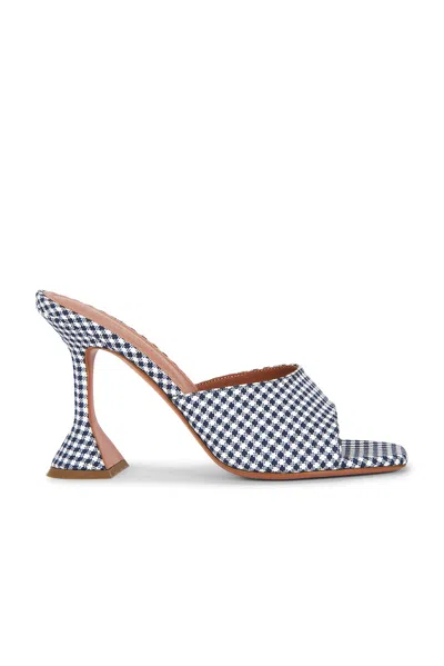 Amina Muaddi Gingham Fabric And Leather Open-toe Sandals With Chunky Heel In Multi