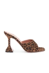 Amina Muaddi Leopard Suede Flat Square Open Toe Sandals With 95 Mm Heel In Animal Print
