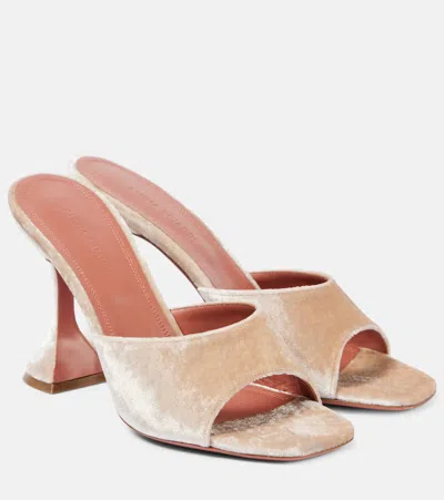 Amina Muaddi Lupita 95 Velvet Mules In Beige