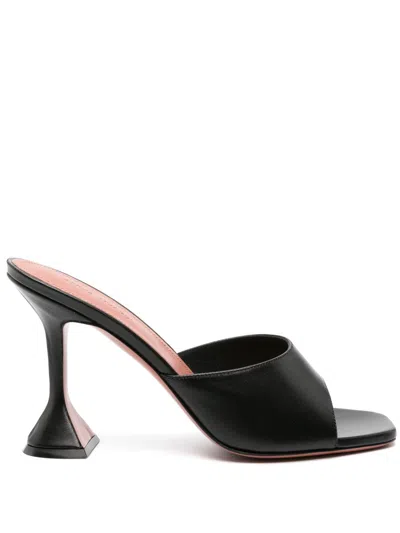 Amina Muaddi Lupita Slip-on Sandal Heels In Black Leather