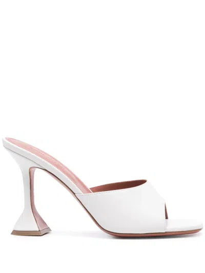 Amina Muaddi Lupita 95mm Leather Mules In White