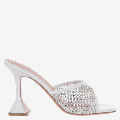 Amina Muaddi Lupita Crystal Sandals In Neutral