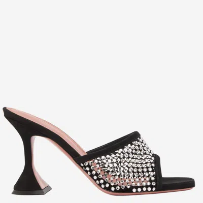 Amina Muaddi Lupita Crystal Sandals In Black