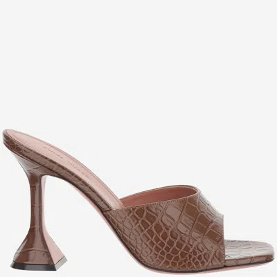 Amina Muaddi Lupita Leather Sandals In Brown