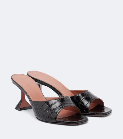 Amina Muaddi Lupita Croc-effect Leather Mules In Animal Print