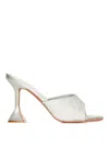 Amina Muaddi Lupita Crystal 95 Silver Satin In Multi