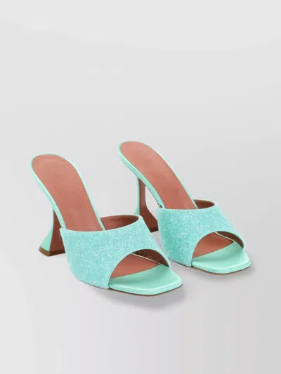 Amina Muaddi Satin Open-toe Sandals With Crystal Embellishments In Blue