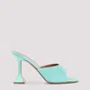Amina Muaddi Satin Open-toe Sandals With Crystal Embellishments In Mint