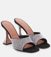 Amina Muaddi Caroline 95 Crystal-embellished Suede Mules In Black