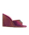 Amina Muaddi Lupita Crystal-embellished Satin Wedge Sandals In Red