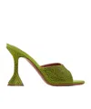 Amina Muaddi Green Lupita Crystal Heeled Sandals In Green