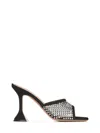 Amina Muaddi Lupita Crystal-embellished Fishnet And Suede Mules