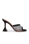 Amina Muaddi Lupita Crystal-embellished Fishnet And Suede Mules