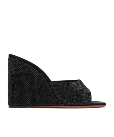 Amina Muaddi Lupita Crystal Open-toe Wedges In Black
