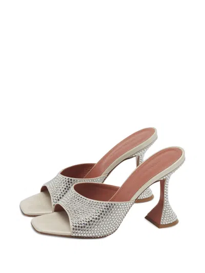 Pre-owned Amina Muaddi Lupita Crystal-embellished Sandals In Grey