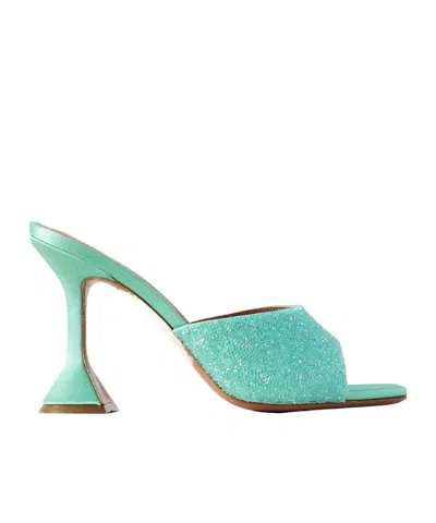 Amina Muaddi Lupita Crystal-embellished Satin Mules In Green