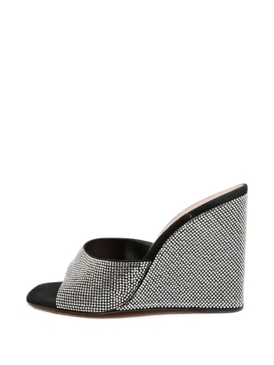 Pre-owned Amina Muaddi Lupita Crystal-embellished Wedge Sandals In Silver