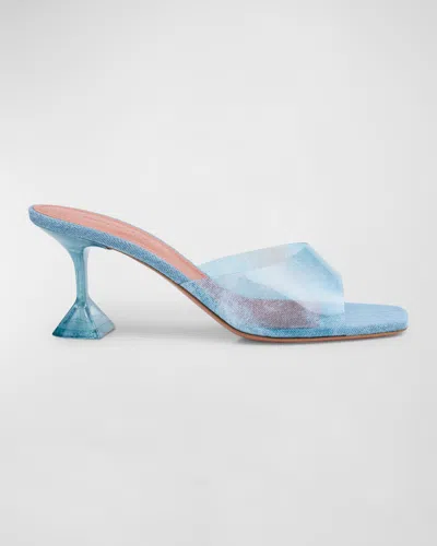Amina Muaddi Lupita Denim Effect Slide Mule Sandals In Blue