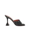 Amina Muaddi Lupita Denim Slipper Sandals Acid Grey In Grey