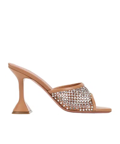 Amina Muaddi Lupita Embellished Net Slippers In Multi