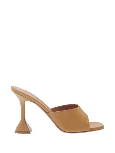 Amina Muaddi Lupita Fluted-heel Mules In Brown