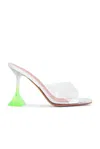 Amina Muaddi Lupita 95 Pvc Mules In Transparent & Fluo Green Ombre