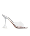 Amina Muaddi Ssense Exclusive Transparent Alexa Glass 105 Heeled Sandals In White