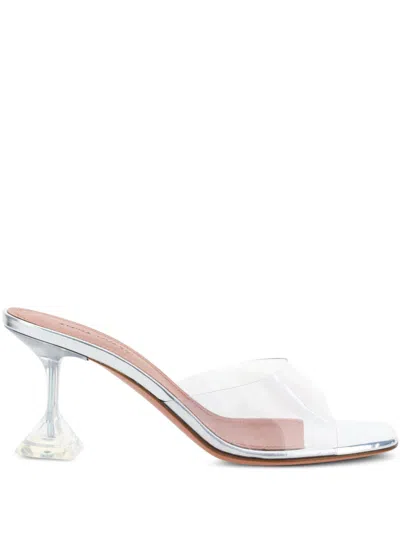 Amina Muaddi Lupita Glass Mules In Grey