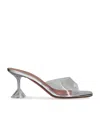 Amina Muaddi Womens Other Lupita Glass Square-toe Pvc Heeled Mules