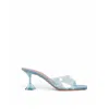 Amina Muaddi Lupita Glass Pvc Denim Mules In Blue