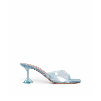 Amina Muaddi Lupita Glass Pvc Denim Mules In Black