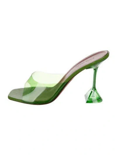 Pre-owned Amina Muaddi Lupita Glass Pvc In Green