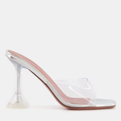 Pre-owned Amina Muaddi Lupita Glass Pvc Heeled Mules Size Eu 36 In Transparent