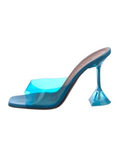 Pre-owned Amina Muaddi Lupita Glass Pvc Slides In Blue