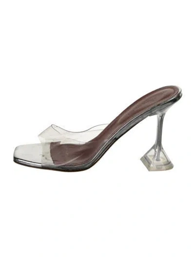 Pre-owned Amina Muaddi Lupita Glass Pvc Slides In Clear/silver