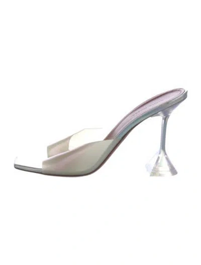 Pre-owned Amina Muaddi Lupita Glass Pvc Slides In Metallic/white