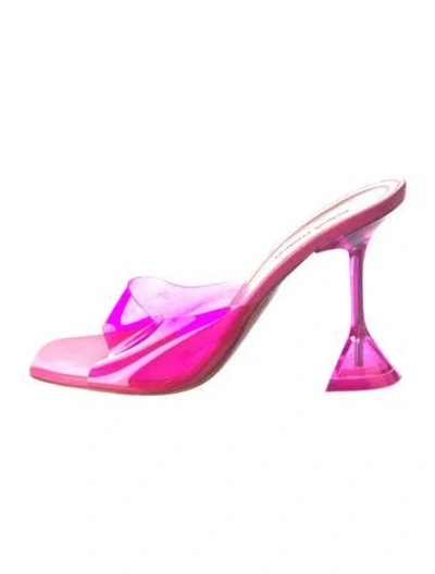 Pre-owned Amina Muaddi Lupita Glass Pvc Slides In Pink