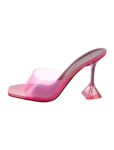 Pre-owned Amina Muaddi Lupita Glass Pvc Slides Pvc Slides In Pink