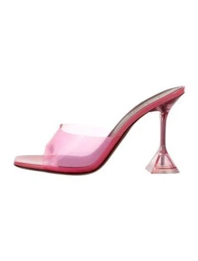 Pre-owned Amina Muaddi Lupita Glass Pvc Slides W/ Tags In Pink