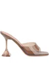Amina Muaddi Bianca Glass Slipper 95 High Heel Sandals In Brown