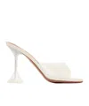 Amina Muaddi Lupita Glass Slippe Open-toed Heels Sandals In White