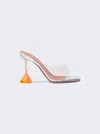Amina Muaddi Lupita Glass 95mm Transparent Mules In Orange Ombre