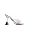 Amina Muaddi Lupita Glass Slipper Sandals Transparent And Black Ombre Heel In Silver