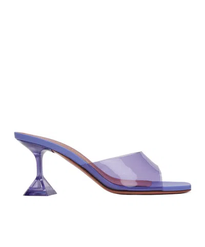 Amina Muaddi Purple Lupita Glass 70 Heeled Sandals In Tanzanite