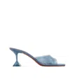 Amina Muaddi Lupita Denim Effect Slide Mule Sandals In Blue
