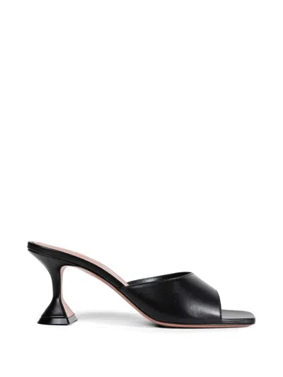 Amina Muaddi Leather Square-toe Slip-on Mules In Black
