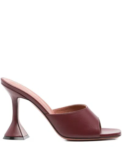 Amina Muaddi Lupita Leather Mules In Burgundy