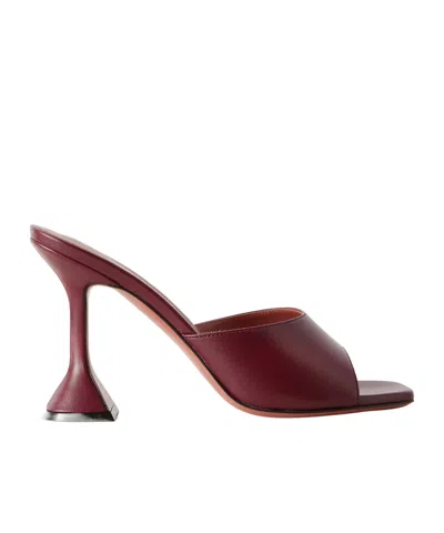 Amina Muaddi Lupita Leather Mules In Burgundy