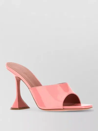 Amina Muaddi Lupita Leather Mules Open Toe Design In Pink
