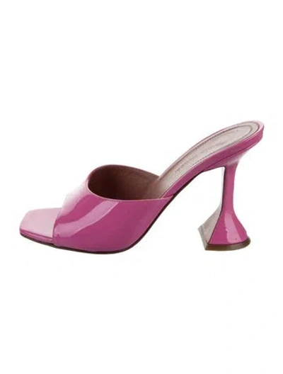 Pre-owned Amina Muaddi Lupita Leather Mules In Pink